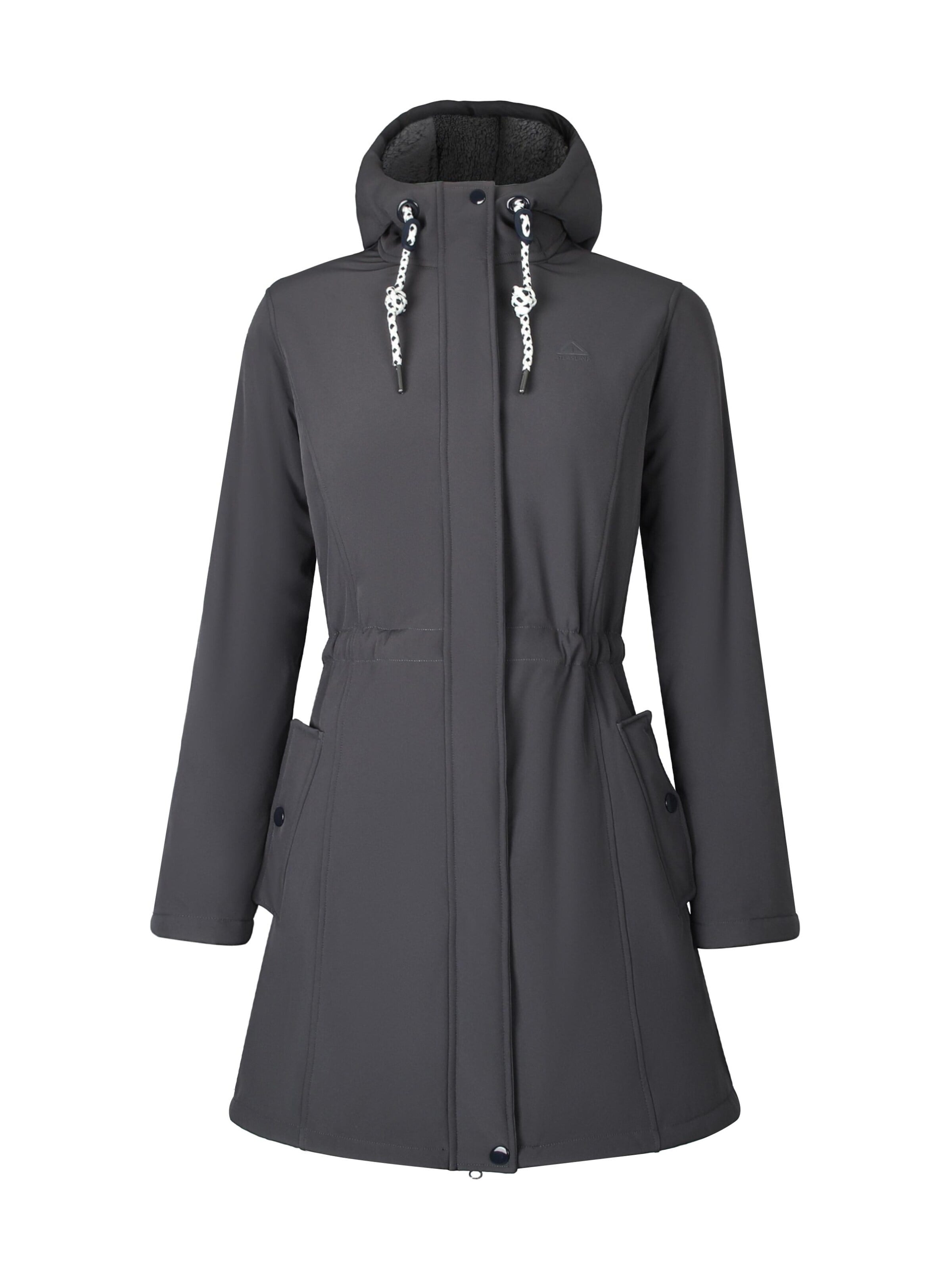 ATLASLAVA Outdoor Jacket 'Langer Damen-Fleece-Wintermantel' in Grey: front