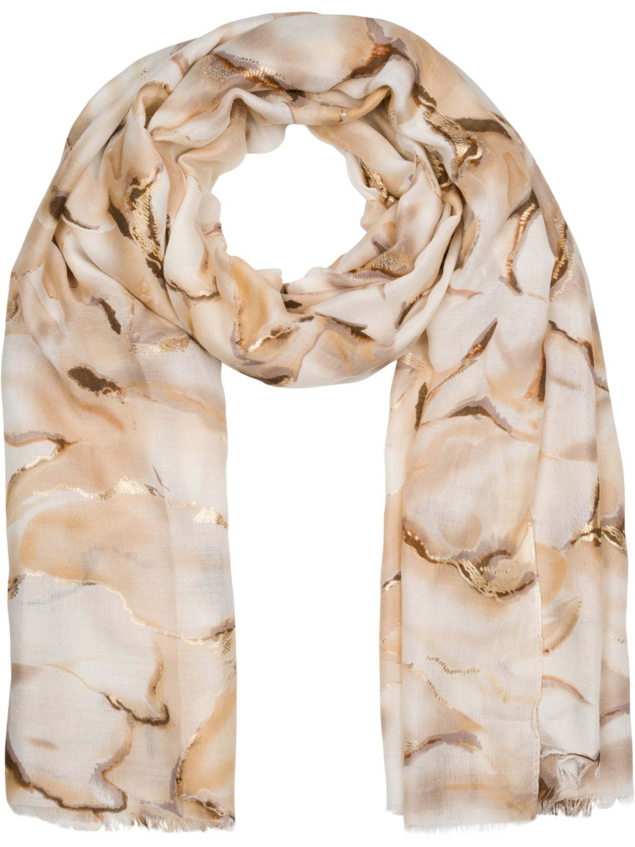 styleBREAKER Schal 'Schal Marmor Muster Metallic Akzente'‌‌‌ in Beige: Vorderseite