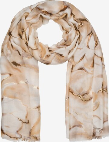 styleBREAKER Schal 'Schal Marmor Muster Metallic Akzente' in Beige: Vorderseite