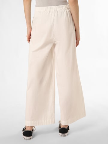 Marie Lund Wide leg Pleat-Front Pants in White