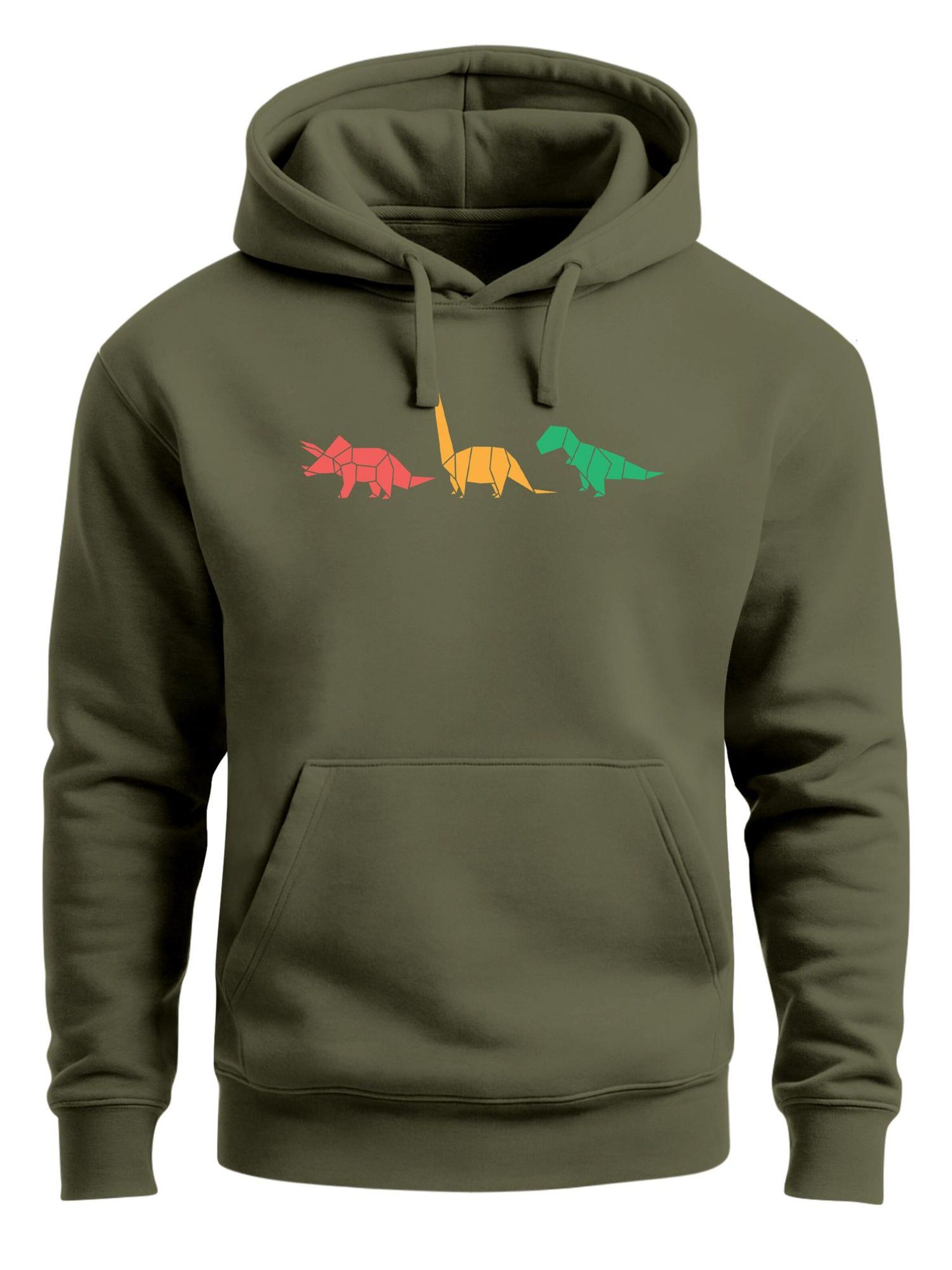Neverless Sweatshirt 'Geometric Dino' in Green: front