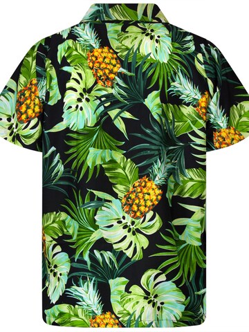 King Kameha Shirt 'Pineapple Leaves' in Black