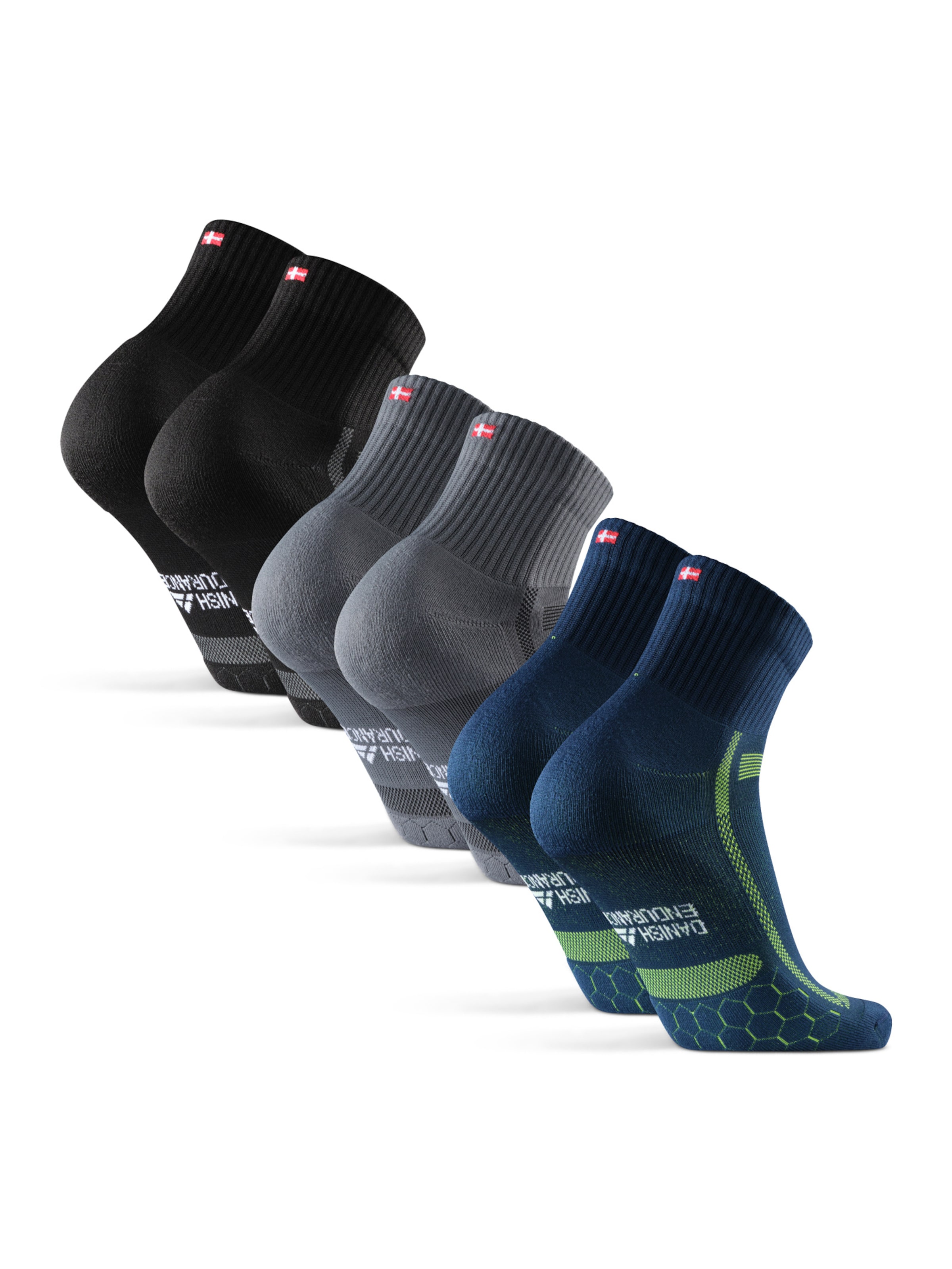 Chaussettes de sport 'Long Distance Quarter' DANISH ENDURANCE en mélange de couleurs
