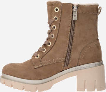 TOM TAILOR Lace-Up Ankle Boots in Beige