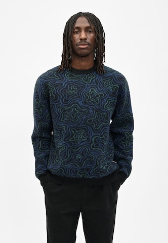 Cleptomanicx Feinstrickpullover 'Scribbles' in Blau: Vorderseite