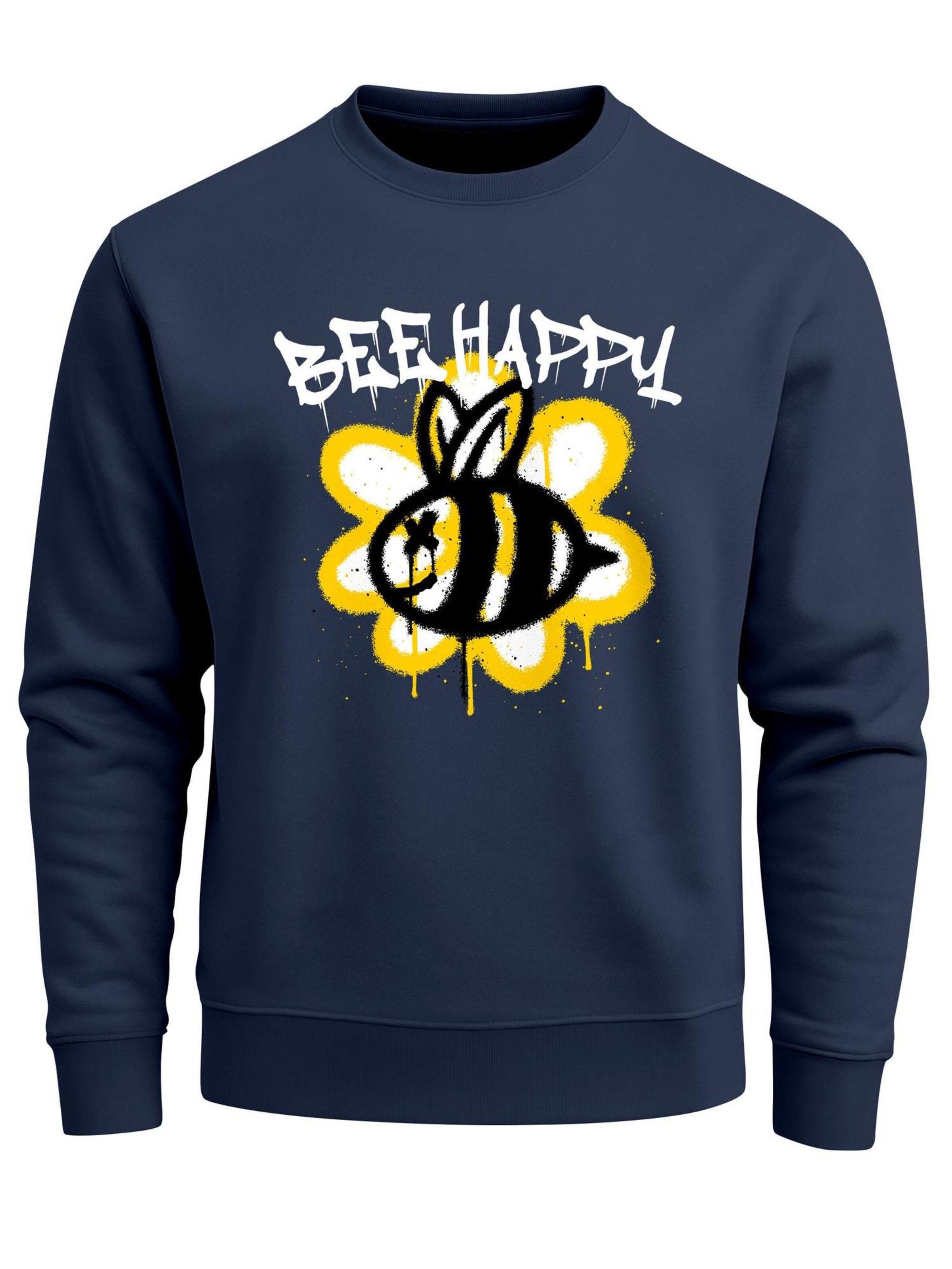 Neverless Sweatshirt 'Bee Happy'‌‌‌‌‌‌‌‌ in Blau: Vorderseite