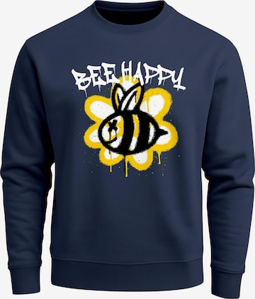 Neverless Sweatshirt 'Bee Happy' in Blau: Vorderseite