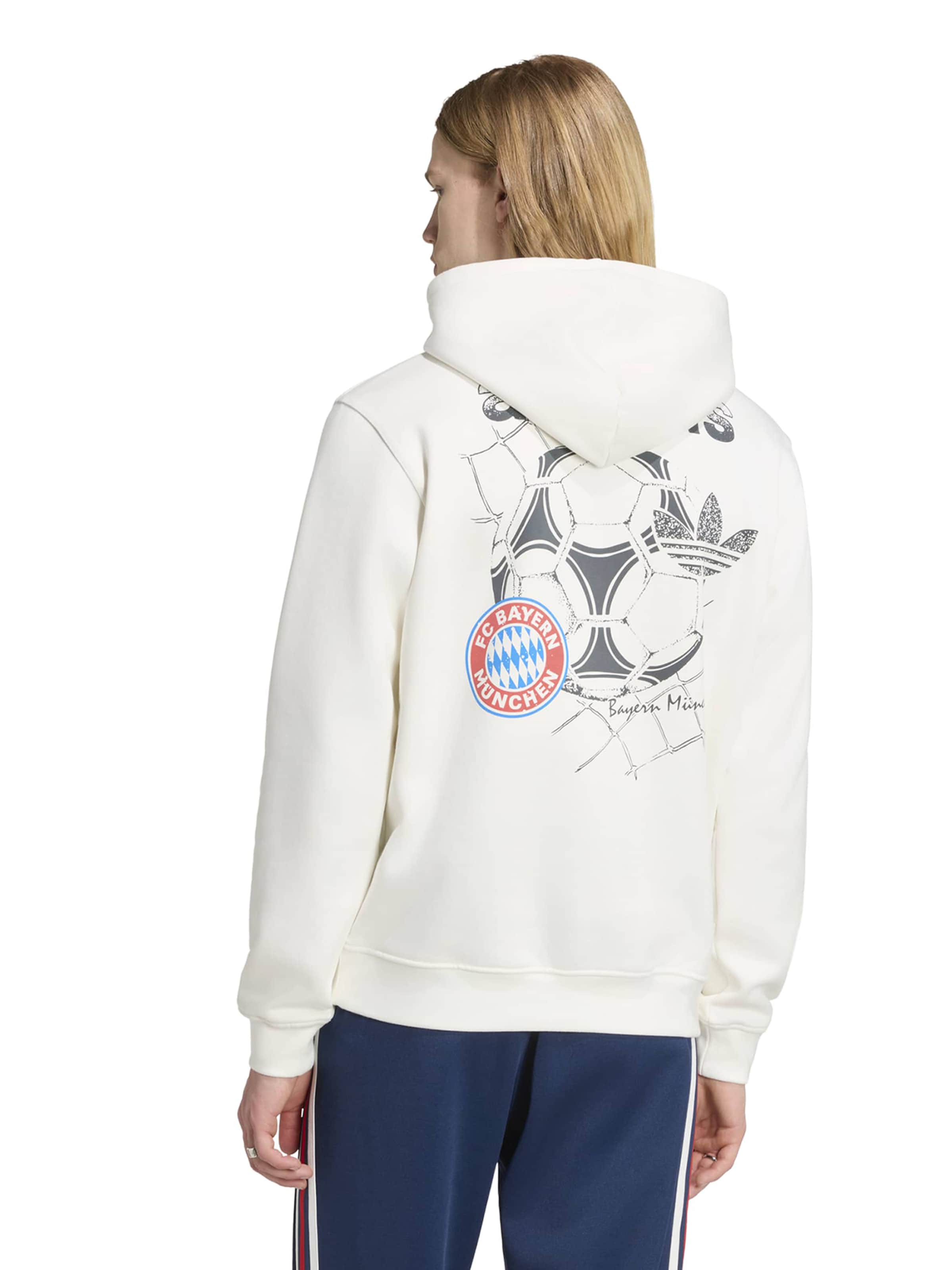 ADIDAS ORIGINALS Športna majica 'FCB' | bela barva: sprednja stran