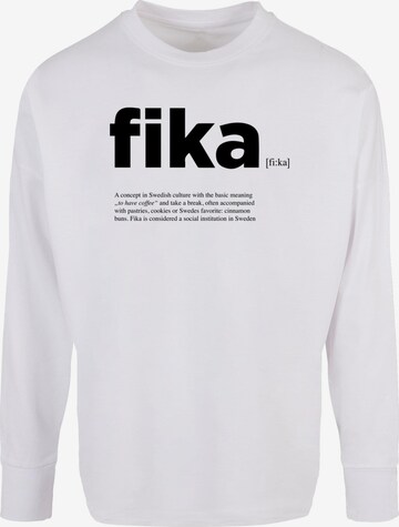 Mister Tee Shirt 'Fika Definition' in Wit: voorkant