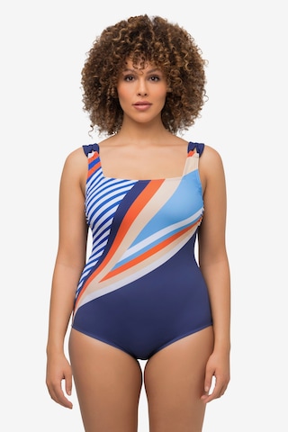 Ulla Popken Bralette Swimsuit in Blue: front