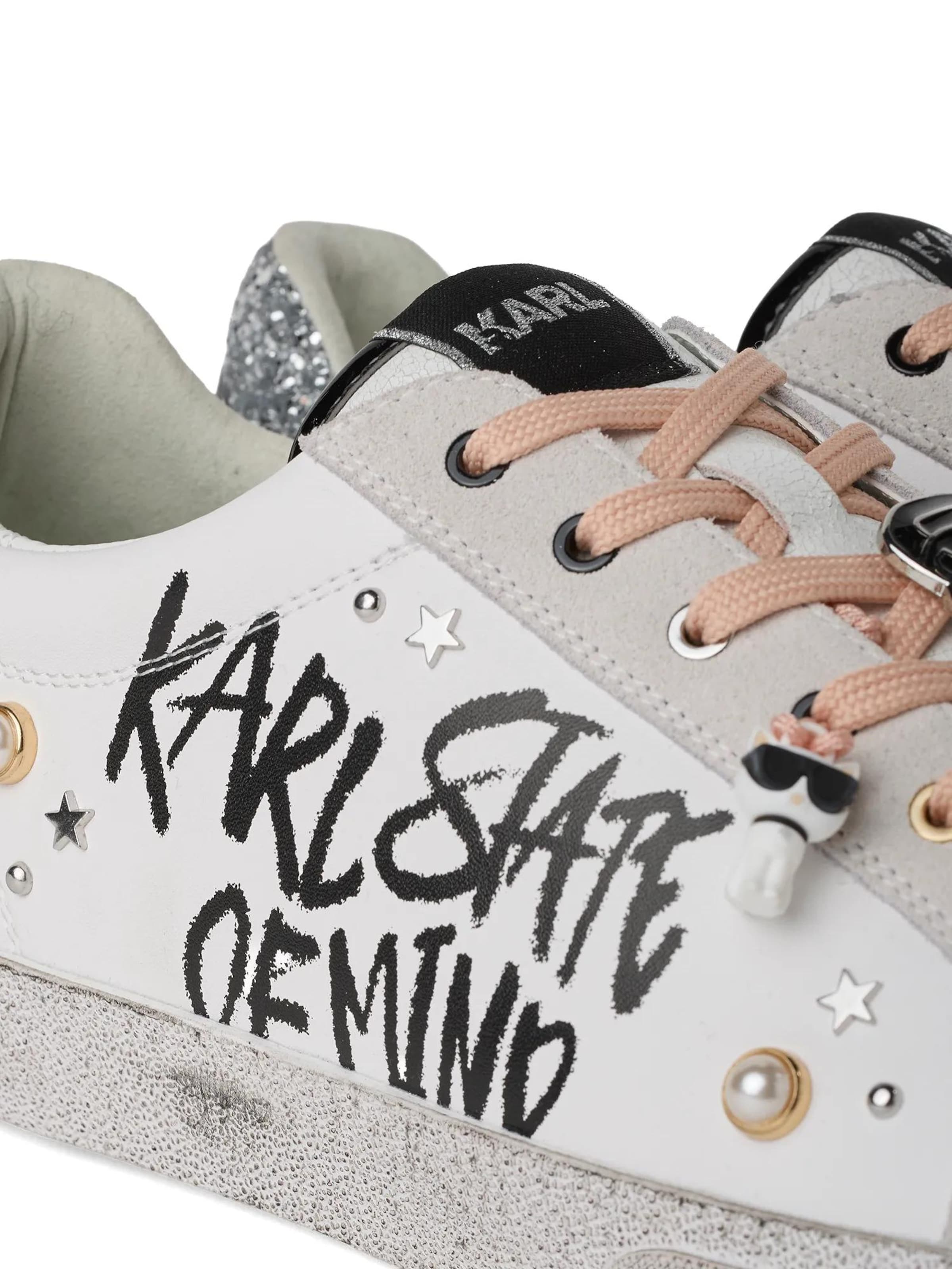 KARL LAGERFELD JEANS Matalavartiset tennarit 'Skool State Of Mind' värissä valkoinen