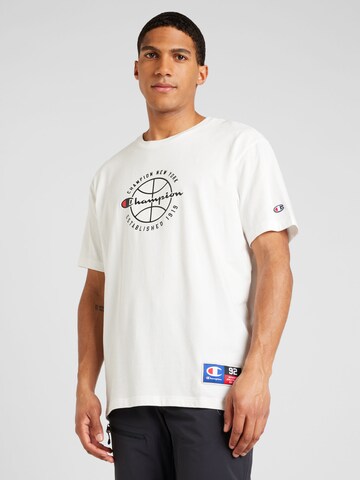 Champion Authentic Athletic Apparel Тениска в бяло: отпред