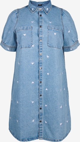 Zizzi Skjortklänning 'JALENA' i blå: framsida