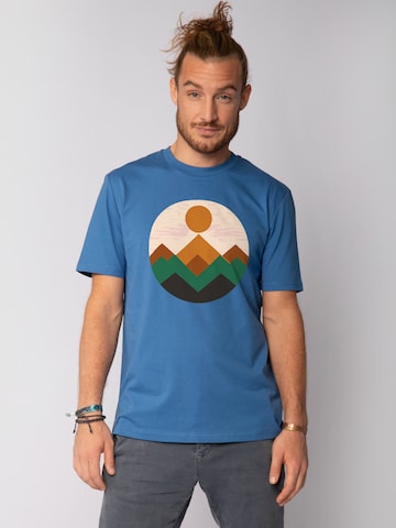 Watapparel Shirt 'Geometric Landscape 2' in Blau: Vorderseite