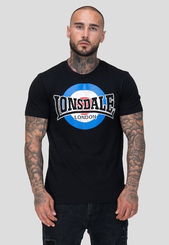 LONSDALE Majica 'Huyton' | črna barva: sprednja stran