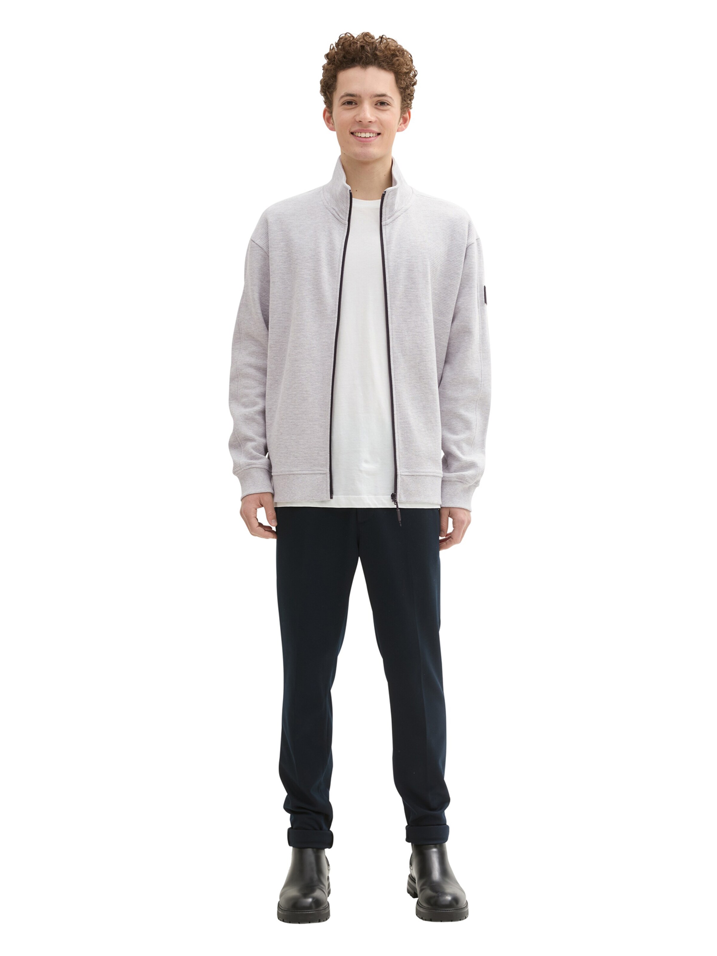 TOM TAILOR DENIM Sweatjacke in Grau