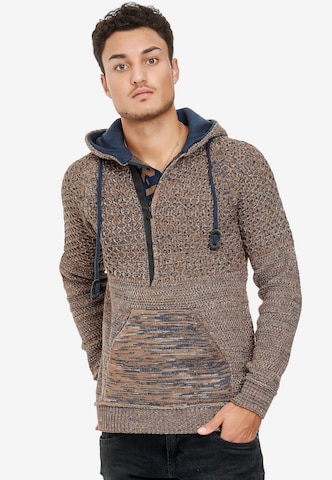 Rusty Neal Kapuzenpullover mit Zipper Grobstrick in Braun: predná strana