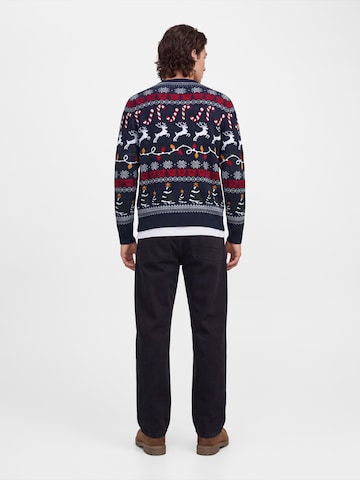 Pulover 'JJXMAS SANTA' de la JACK & JONES pe albastru