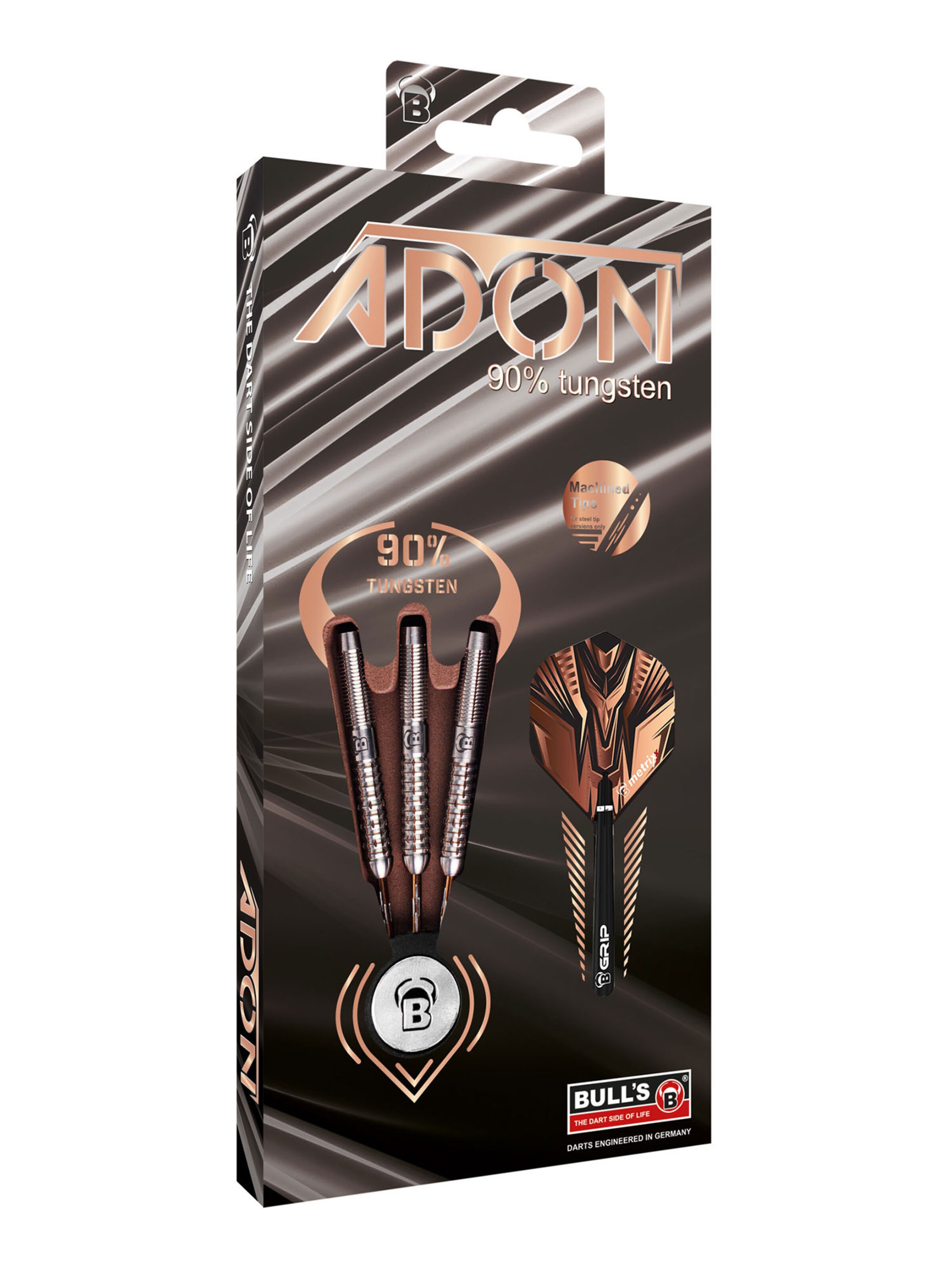 BULL'S Steeldarts ' Adon Dartpfeile 90% Tungsten Darts-Set Profi ' in Bronze