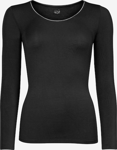 Nur Die Longsleeve Micromodal mit Glitzer-Ausschnitt ' NUR DIE x KILIAN KERNER ' in schwarz, Produktansicht