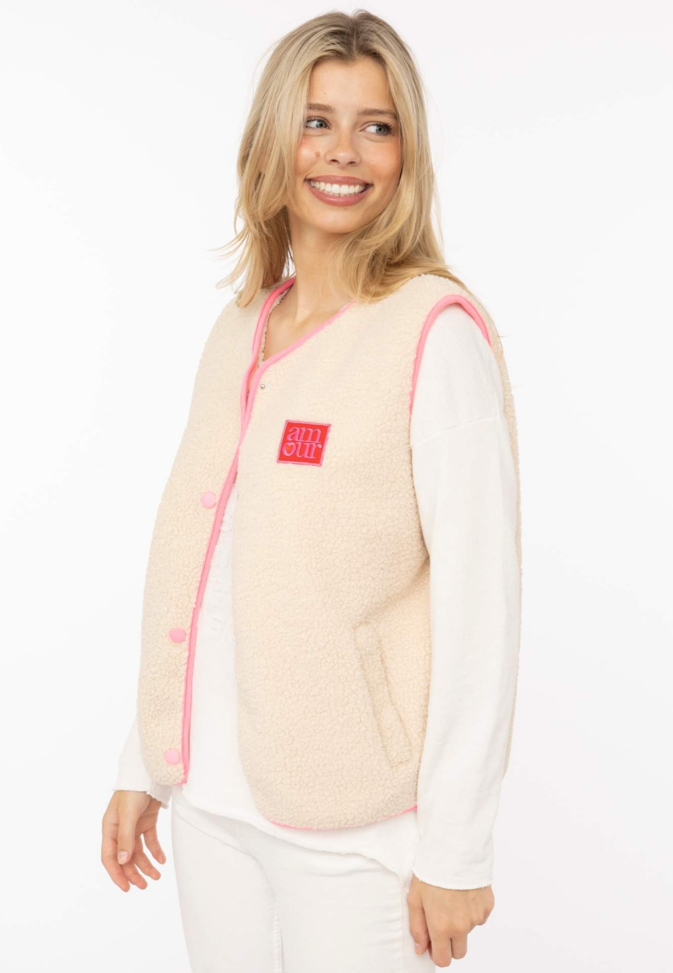 Zwillingsherz Bodywarmer in Beige: voorkant