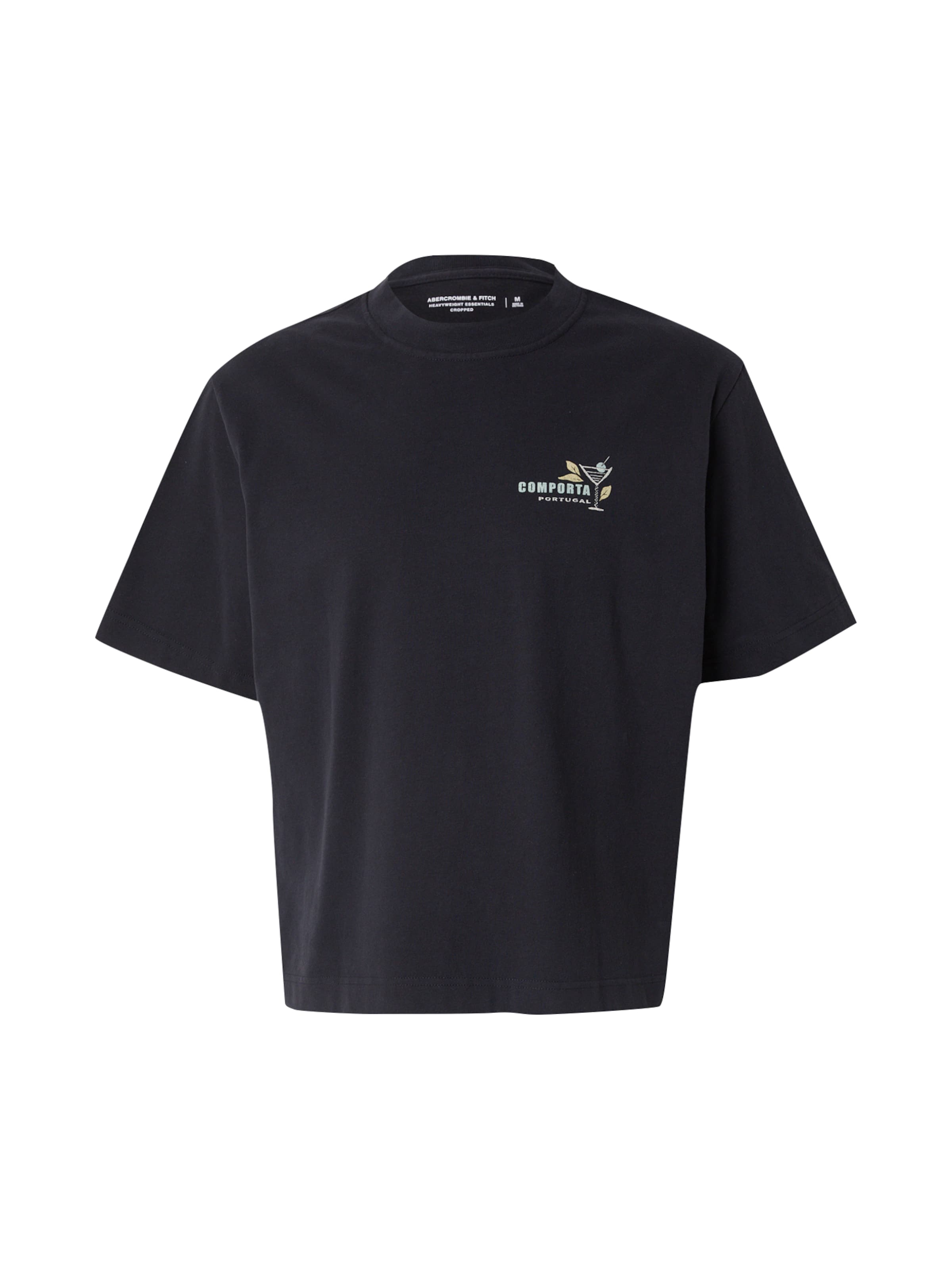 melns Abercrombie & Fitch T-Krekls 'NAIVE HAND': no priekšpuses