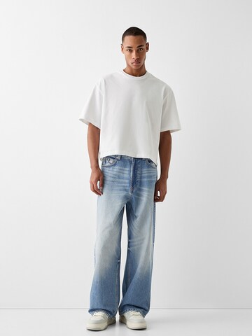 Wide leg Jeans de la Bershka pe albastru