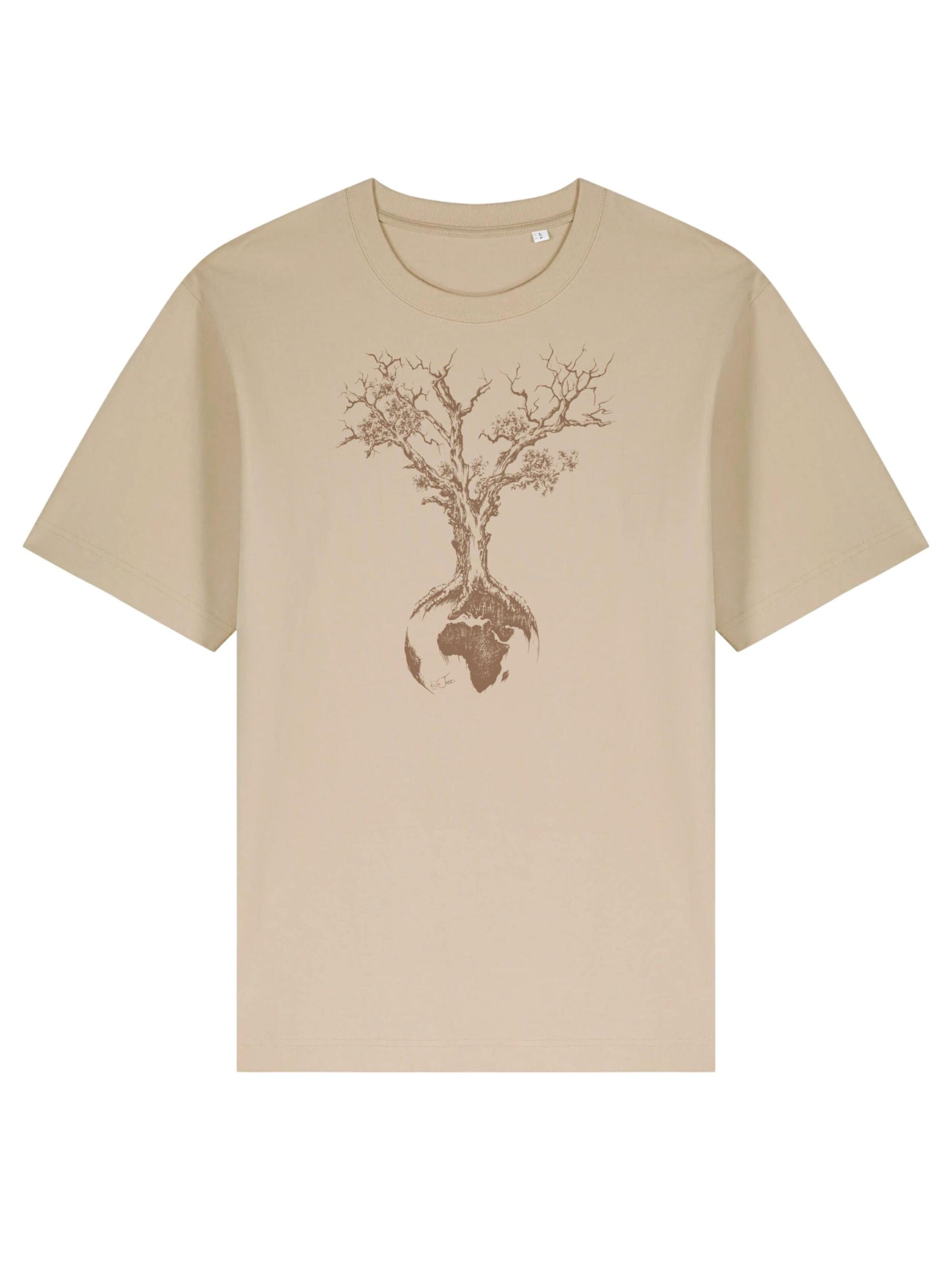Life-Tree Shirt 'Desert Dust Weltenbaum' in Beige: front