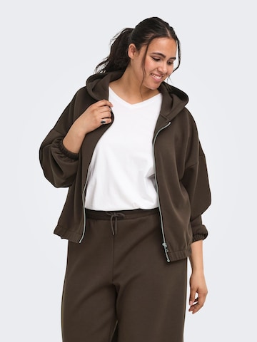 ONLY Carmakoma Sweat jacket 'CARScarlett' in Brown: front