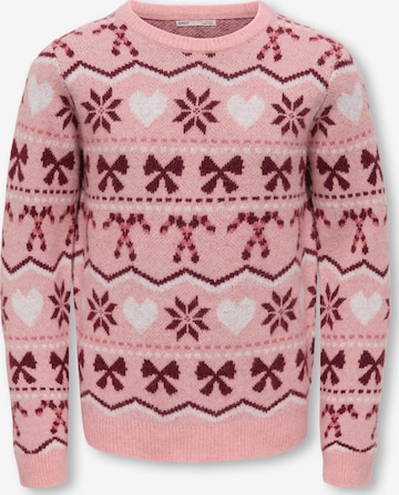Pull-over 'KOGSNOWFLAKE XMAS' ONLY GIRLS en rose : devant