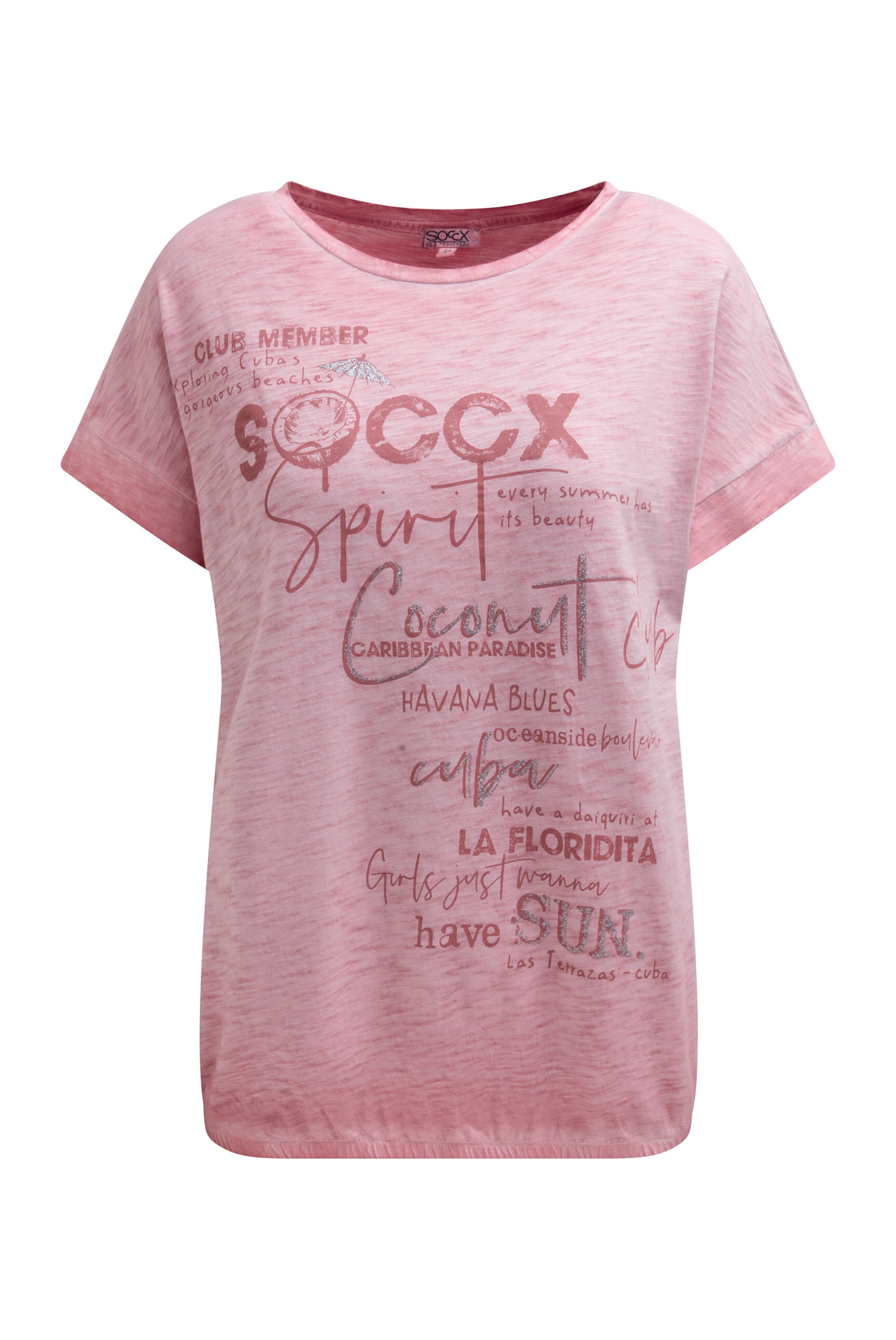 Soccx Oversized Shirt mit Artwork und Elastiksaum in Rot: Vorderseite
