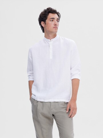 SELECTED HOMME جينز مضبوط قميص 'REGRICK' بلون أبيض: الأمام