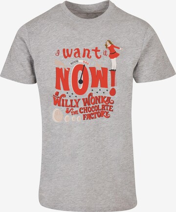 ABSOLUTE CULT T-Shirt 'Willy Wonka - Verruca Salt I Want It Now' in Grau: predná strana