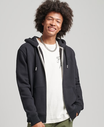 Superdry Zip-Up Hoodie in Black: front