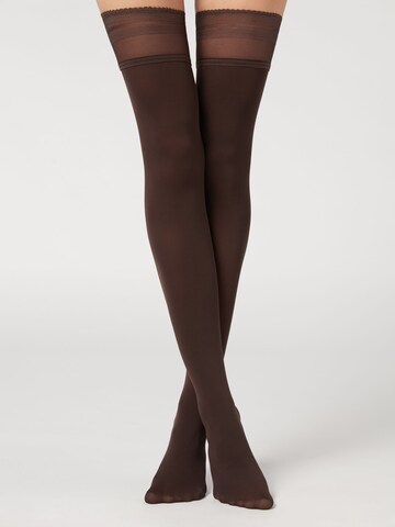 CALZEDONIA Hold-up stockings in Brown: front