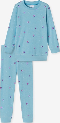 SCHIESSER Pyjama ' Girls World Velours ' in Blau: predná strana