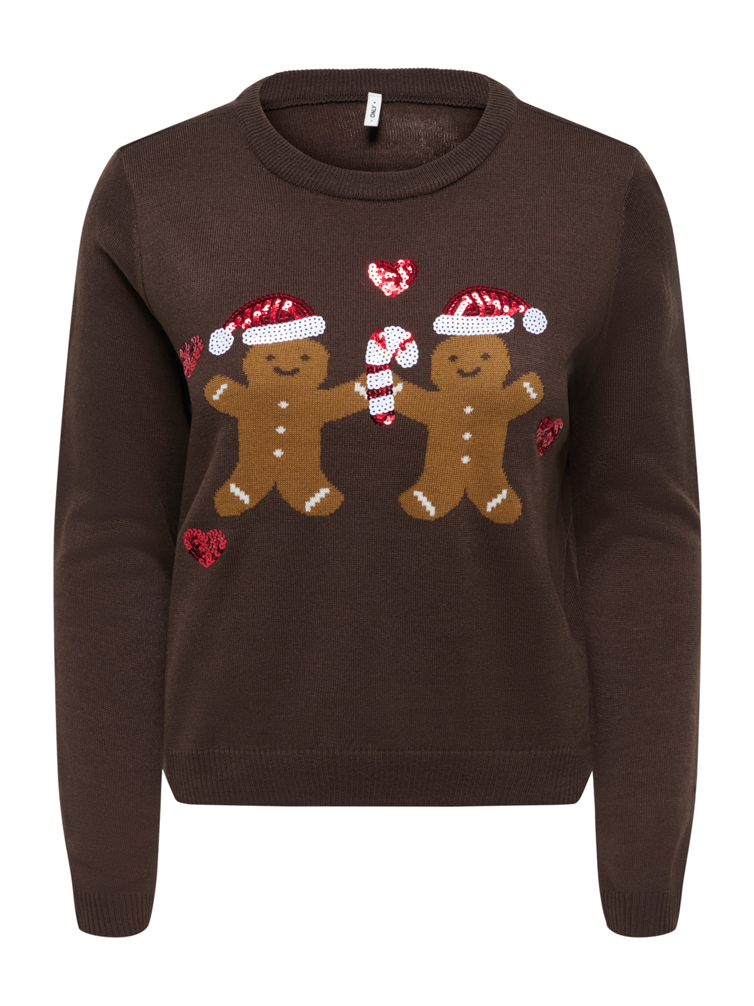 ONLY Pullover 'ONLXmas' in Braun: Vorderseite