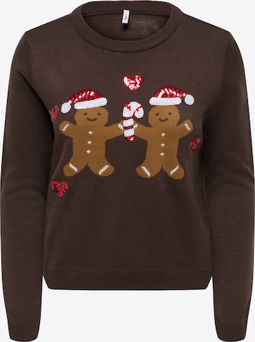 ONLY Pullover 'ONLXmas' in Braun: Vorderseite