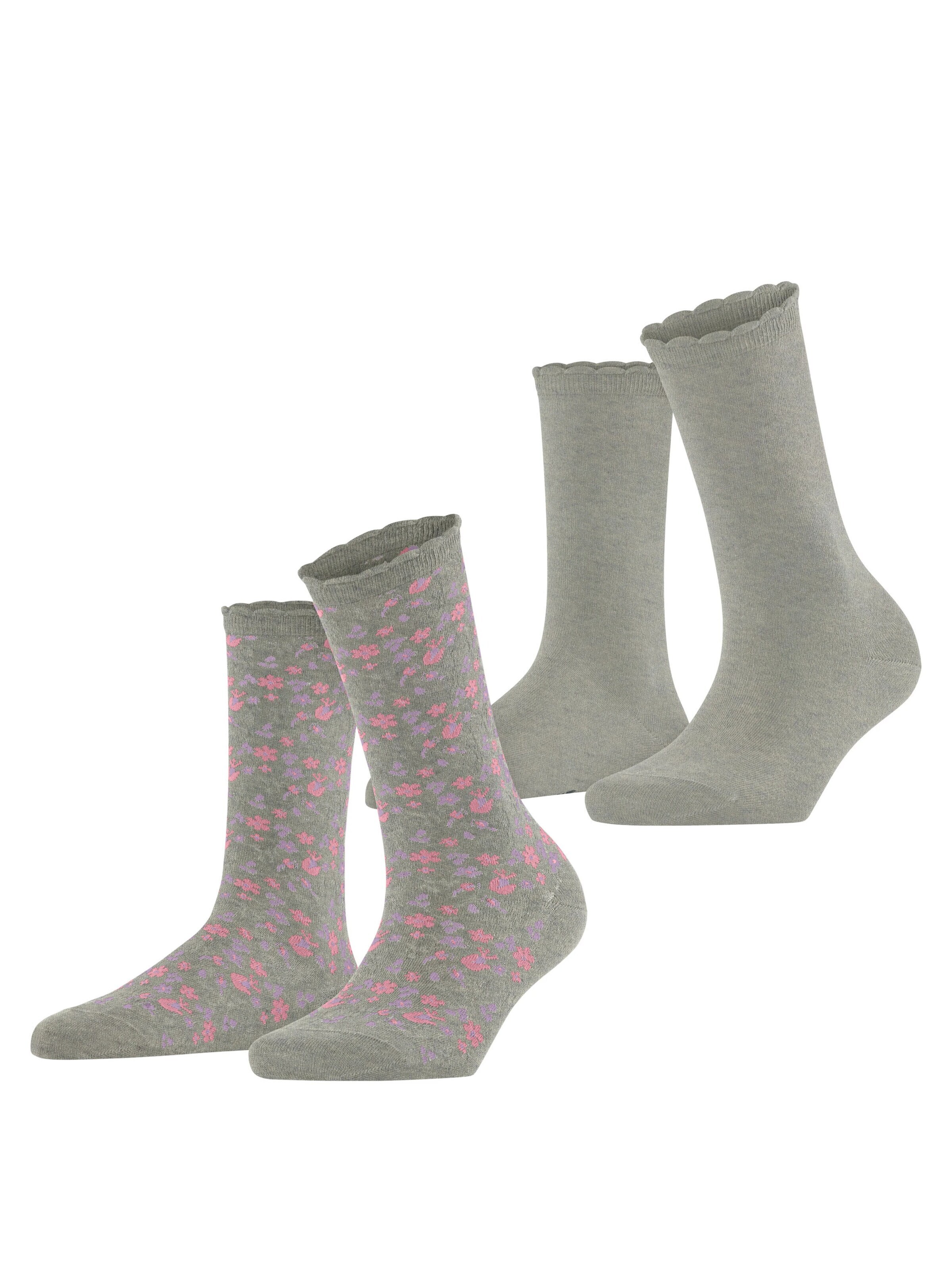 ESPRIT Socken 'Flower Meadow 2-Pack'‌‌‌‌‌‌‌‌‌‌ in Grau: Vorderseite