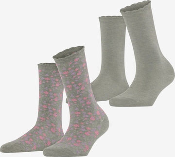 ESPRIT Socken 'Flower Meadow 2-Pack' in Grau: Vorderseite