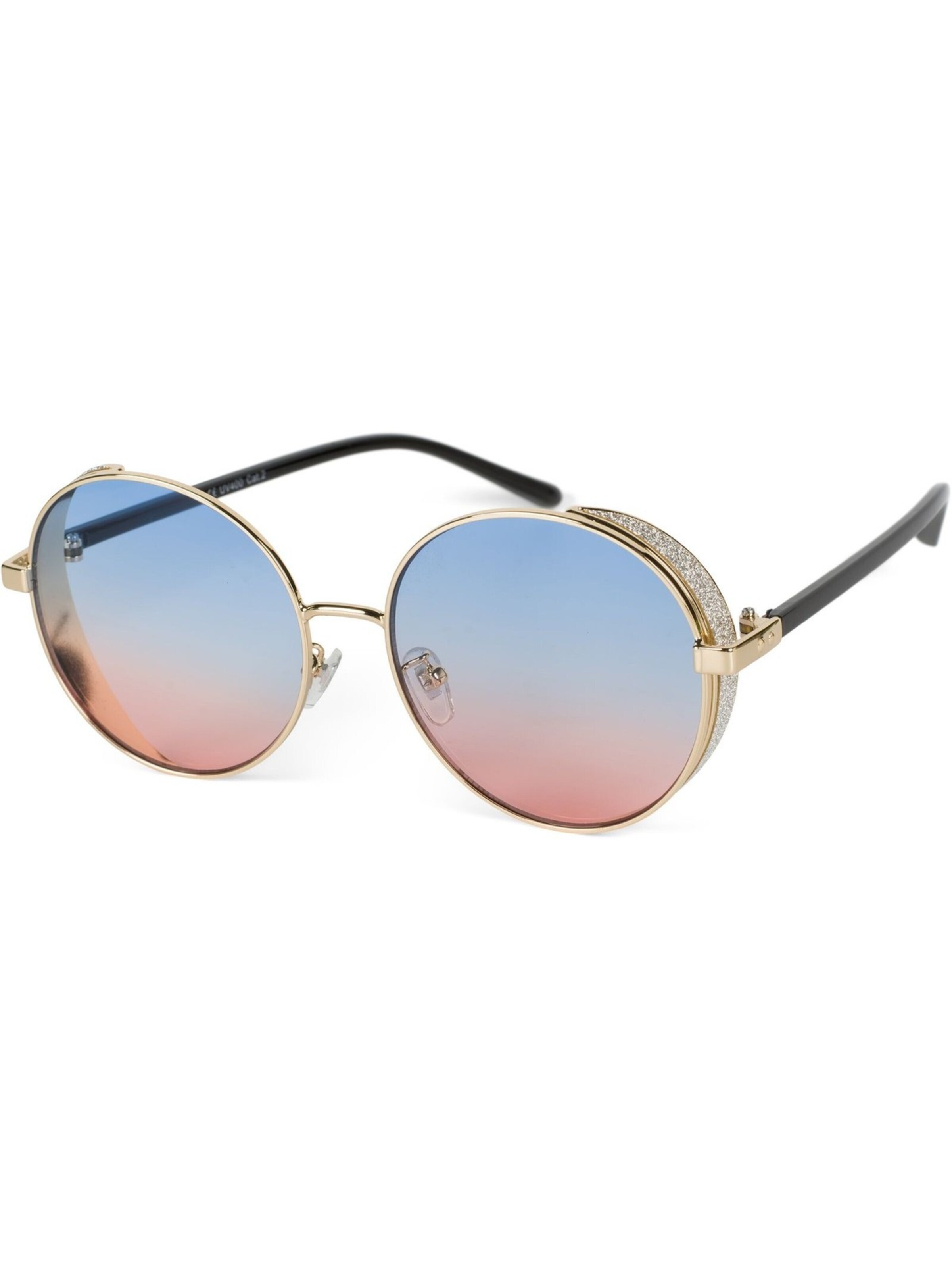 styleBREAKER Sonnenbrille 'Runde Sonnenbrille mit Glitzer Side Shield' in Mischfarben: Vorderseite