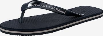ARMANI EXCHANGE T-Bar Sandals in Blue: front