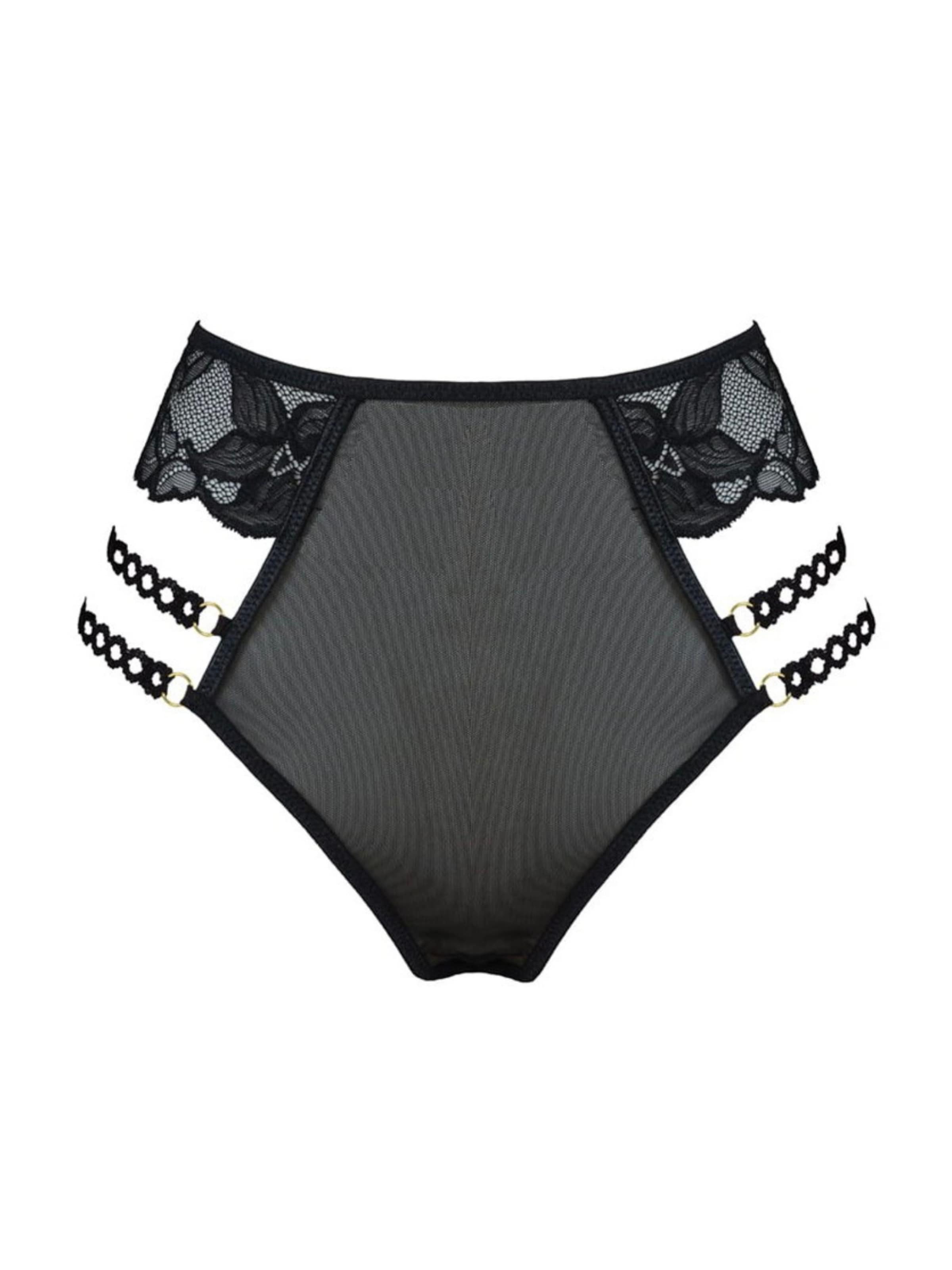 WHITE RVBBIT Slip 'Mad Cat No. 13' in Schwarz: Vorderseite