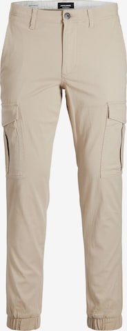 JACK & JONES Tapered Cargobyxa 'Marco Joe' i beige: framsida