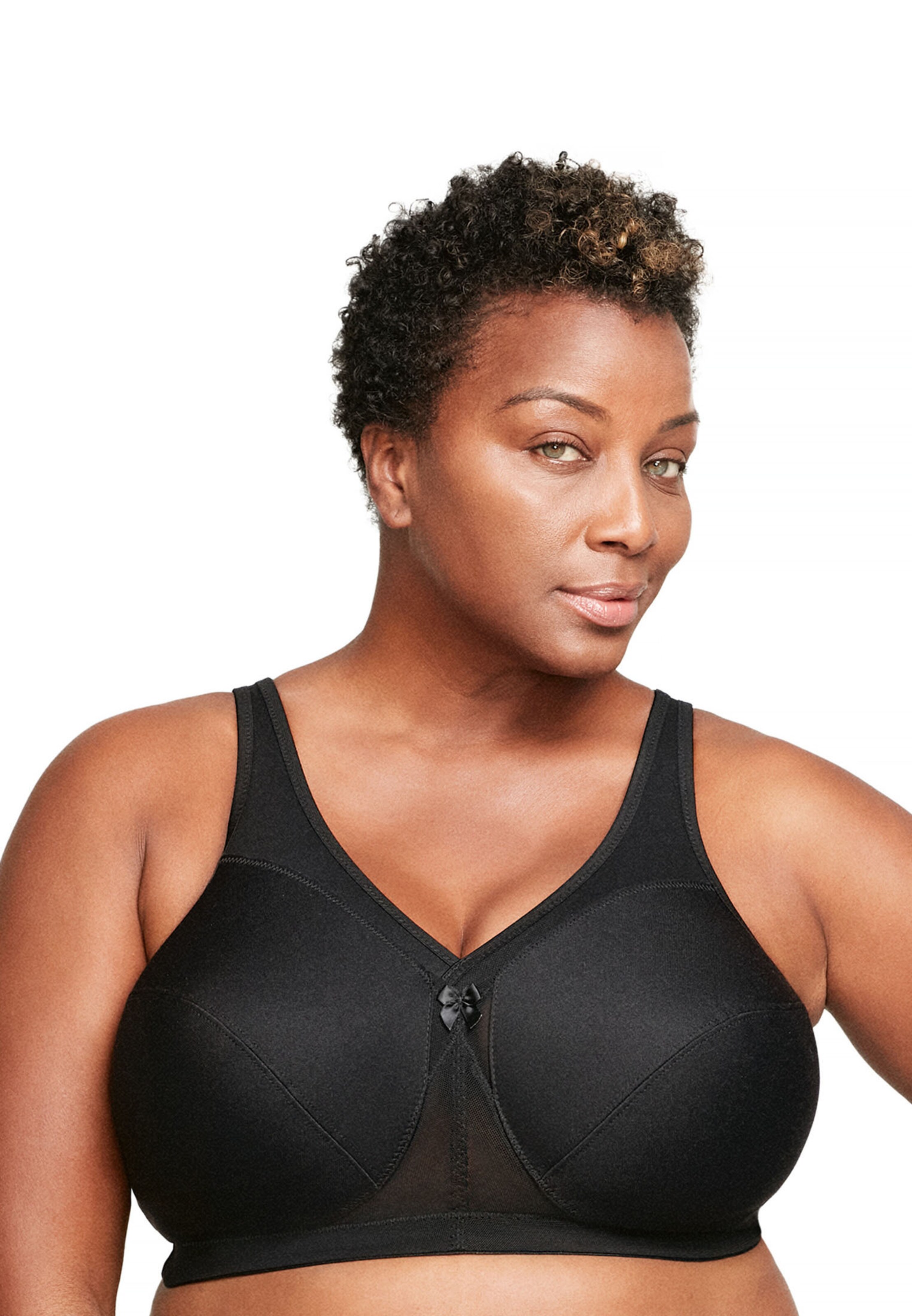 GLAMORISE Minimiser Bra in Black: front