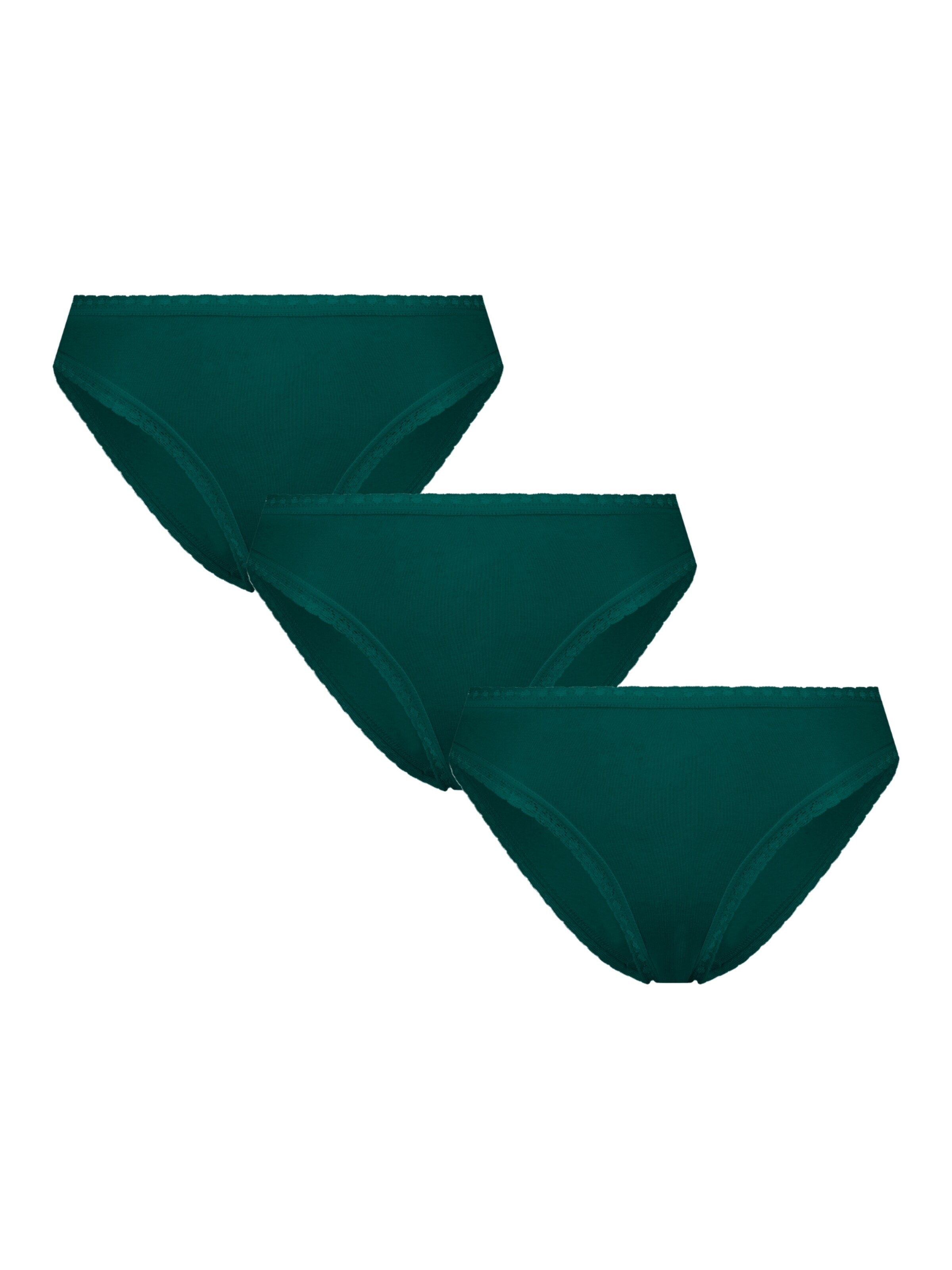 Albero Natur Panty 'Bio-Baumwoll-Slip mit Spitze – 3er Pack' in Green: front