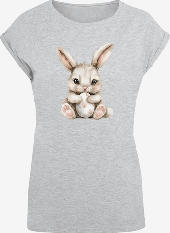 F4NT4STIC Shirt 'Niedlicher Osterhase mit Ei' in Grey: front