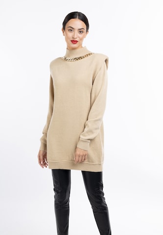 faina Knit dress in Beige: front