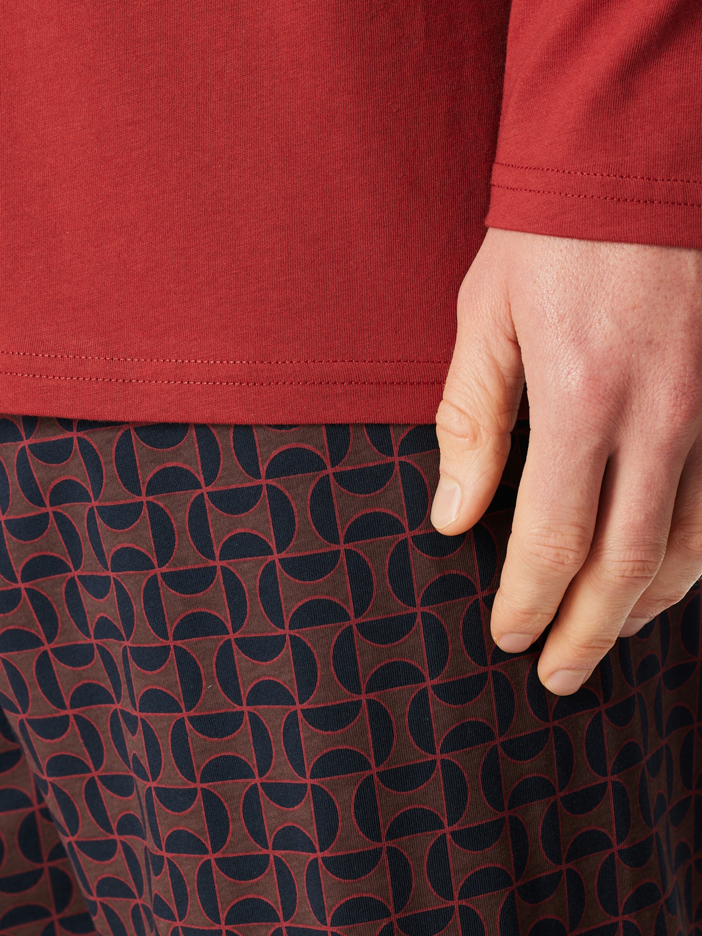 SCHIESSER - Pijama largo ' Comfort Nightwear ' en rojo