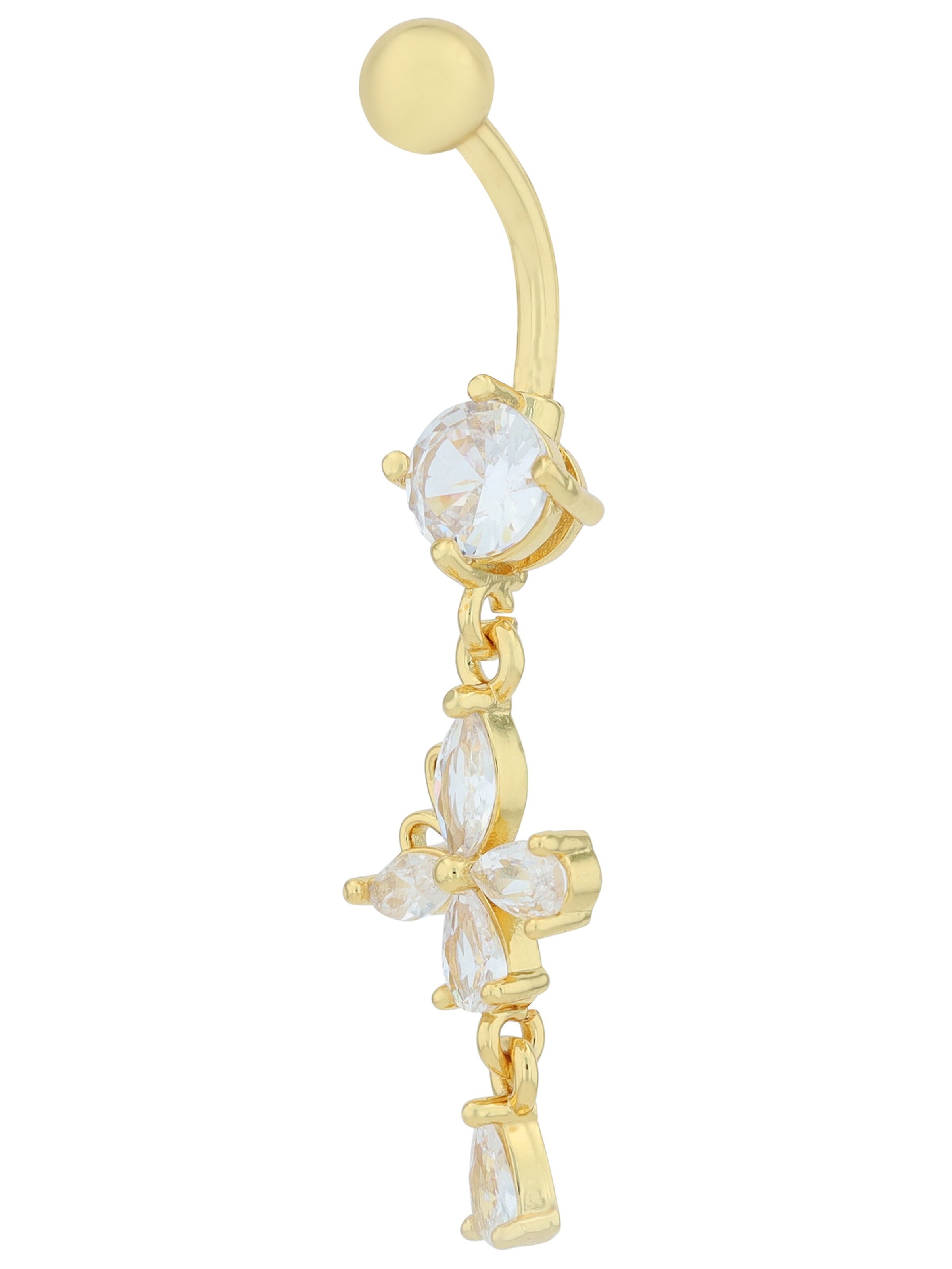 Akzent Piercingschmuck 'Zirkonia'‌‌‌‌‌‌ in Gold: Vorderseite